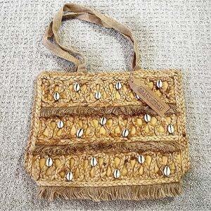 Salt + Umber Isla Jute Seashell Beach Straw Tote Bag Beachy Travel Summer NEW